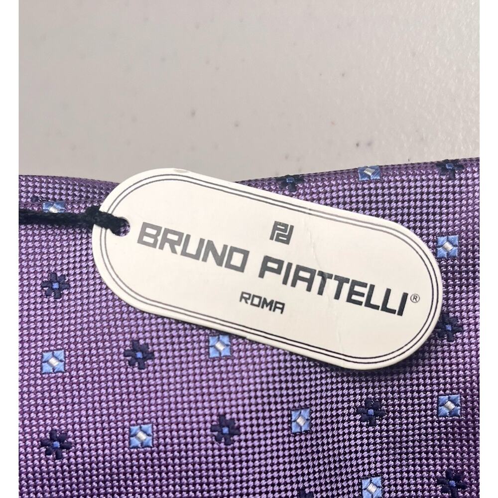 Bruno Piattelli Silk Tie Italy Purple Geometric Print Hand Made Classic 50" NWT - Picture 3 of 13
